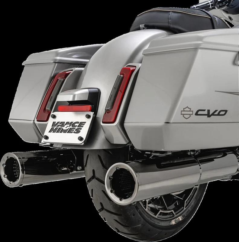Vance & Hines & Hines, Hi-Output 4.5" slip-on mufflers. Dark chrome