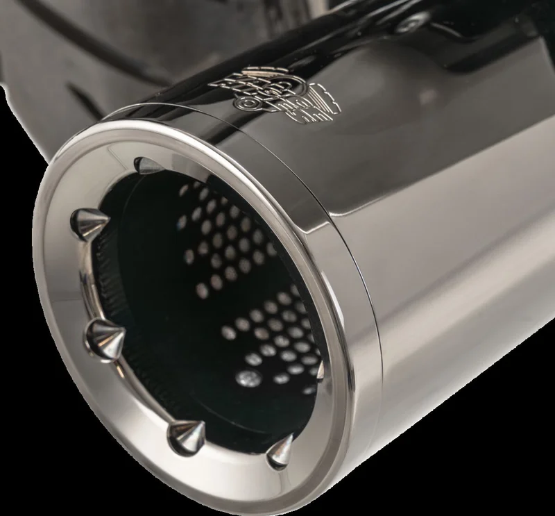 Vance & Hines & Hines, Hi-Output 4.5" slip-on mufflers. Dark chrome