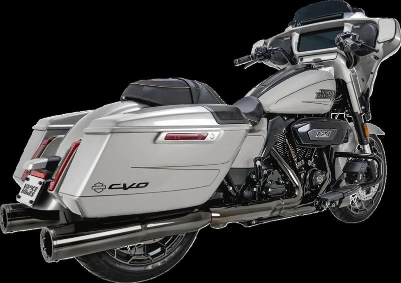 Vance & Hines & Hines, Hi-Output 4.5" slip-on mufflers. Dark chrome