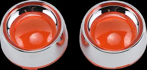 Kuryakyn Deep-Dish Bezels with Lens for Bullet Turn Signals<br><ul><li>Fits stock signal housings with stock bulbs</li><li>Installation is a "snap" and requires no tools</li><li>For “Deuce Style" Turn Signals</li><li>Not DOT compliant.</li><li>IMPORTANT: DOT-Certification is only valid in USA</li></ul>