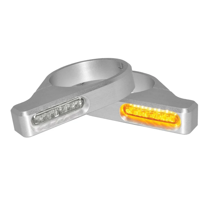 HeinzBikes ZC-Line Classic LED fork turn signal set. Silver