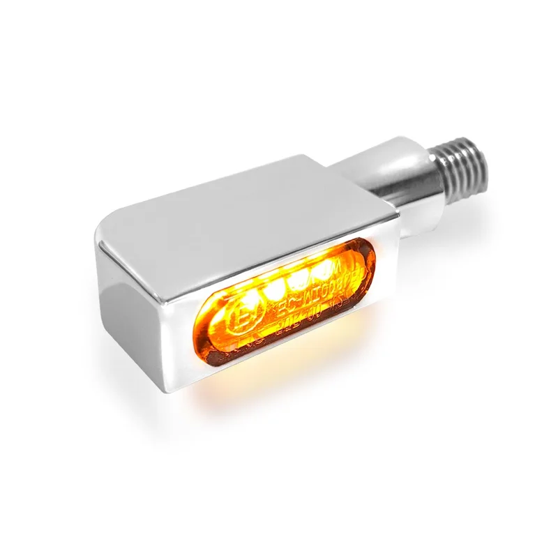 HeinzBikes Blokk Line micro LED turn signals. Chrome