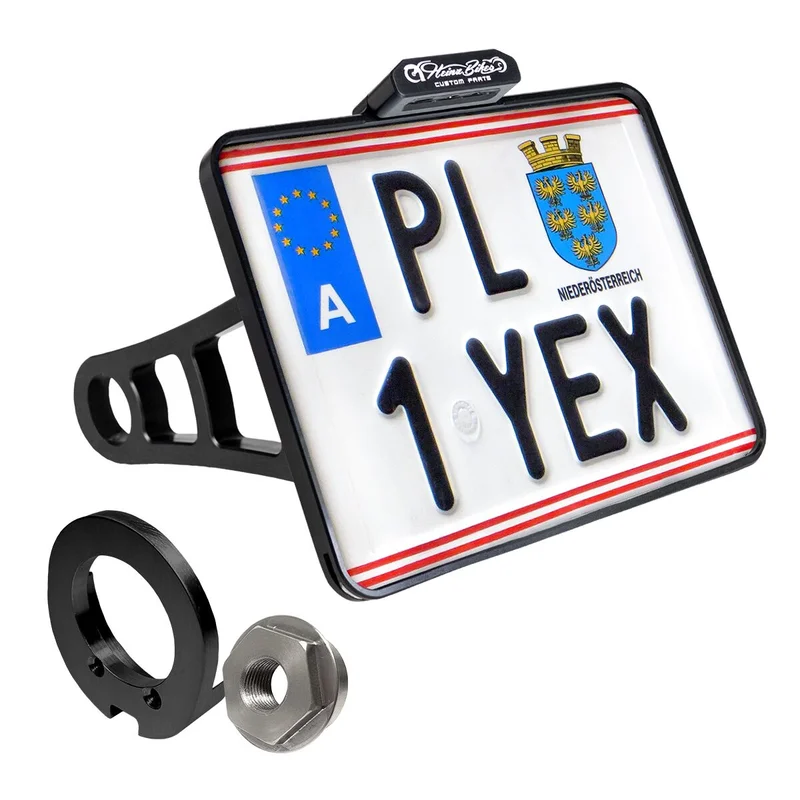 HeinzBikes Side mount license plate bracket. Black