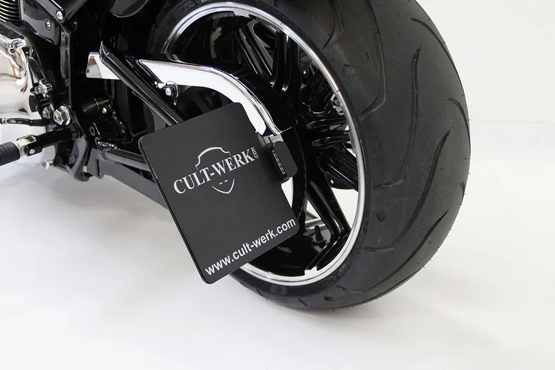 Cult-Werk Side mount license plate bracket, black. Germany