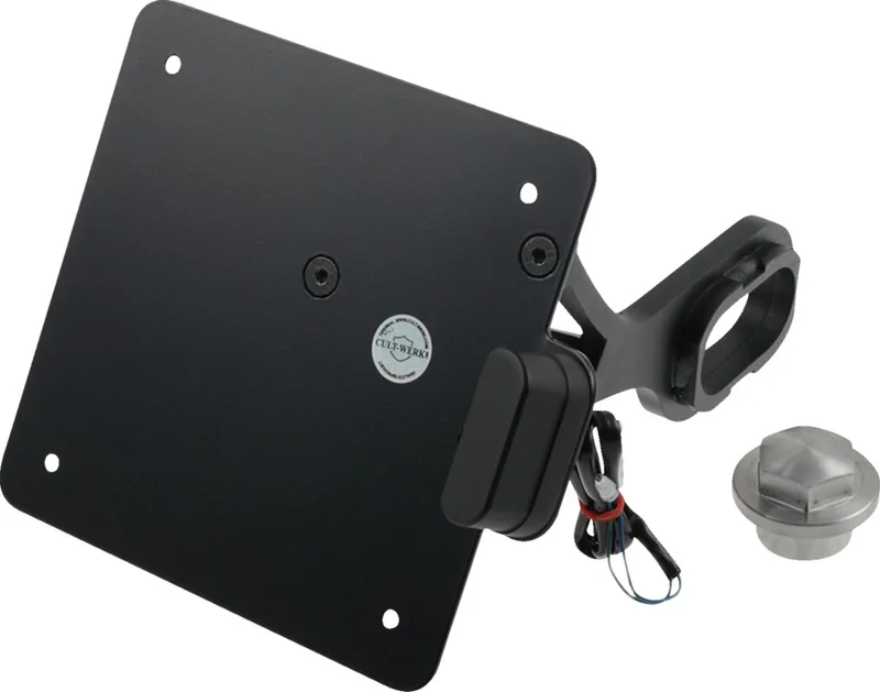 Cult-Werk Side mount license plate bracket, black. Italy
