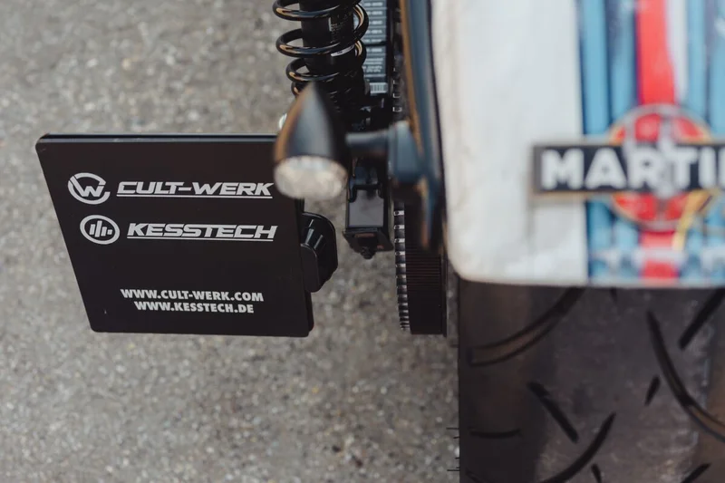 Cult-Werk Side mount license plate bracket, black. Germany