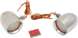 Custom Dynamics Dual Color LED Bullet Marker Lights<br><ul><li>Dual-color LEDs with red outer circle for run/brake and amber inner ring for turn signals</li><li>Aircraft grade 6061 T-6 billet aluminum with show chrome finish</li><li>Stainless steel mounting hardware</li><li>5/16"-24 mounting stud</li><li>Not DOT compliant.</li><li>IMPORTANT: DOT-Certification is only valid in USA</li></ul>