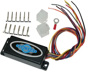 Badlands Run, Brake and Turn Signal Module<br><ul><li>Turns stock or custom turn signals into running lights and brake lights; still maintains turn signal function</li><li>Increases visibility of the motorcycle from the rear</li><li>Built-in load equalizer works with stock signals and can run the smallest custom signals, even LEDs</li><li>Comes with easy-to-follow instructions and features plug-in connectors for hassle-free installation on select models</li><li>Made in the USA</li></ul><br>Motorcycles without AMP 6-pin connectors require hardwiring of this unit.
