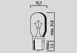 FLOSSER BULB GLASS WEDGE 12V 16W T15 W2,1X9 10PK