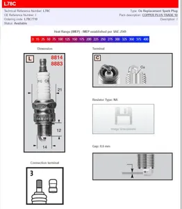 CHAMPION SPARK PLUG COPPER PLUS L78C
