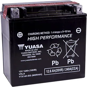 YUASA BATTERY YTX®12V 150 MM X 86 MM X 145 MM LEAD ACID MAINTENANCE FREE REPLACEMENT BLACK