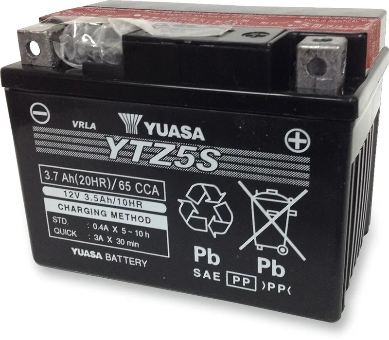 YUASA BATTERY YTZ® 12V 111,76 MM X 70 MM X 83,82 MM LEAD ACID MAINTENANCE FREE REPLACEMENT BLACK