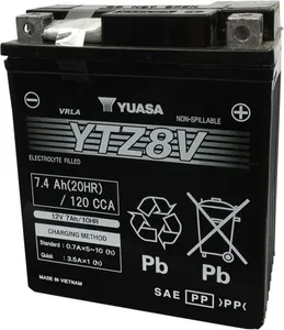 YUASA BATTERY YTZ® 12V 113 MM X 70 MM X 130 MM LEAD ACID MAINTENANCE FREE REPLACEMENT BLACK