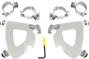 Memphis Shades Gauntlet Fairing Trigger-Lock Hardware Kit<br><ul><li>Angle Adjustable</li><li>Model specific no-hassle installation, then on-off without tools.</li><li>A pair of glass-filled nylon latches lock it down until the spring loaded "Trigger-Locks" are intentionally disengaged.</li><li>Made exclusively of electrocoated aluminum and stainless steel, with stainless steel fasteners.</li><li>Anchoring hardware is the same for all windshields and fairings for each bike.</li><li>Made in the U.S.A. - Made in Memphis!</li></ul>