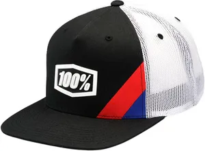 100% CORNERSTONE FLAT BILL HAT BLACK/WHITE ONE SIZE