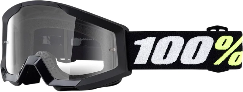 100% STRATA MINI GROM BLACK OFFROAD GOGGLE W/ CLEAR LENS