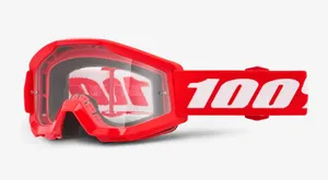 100% STRATA MINI GROM RED OFFROAD GOGGLE W/ CLEAR LENS