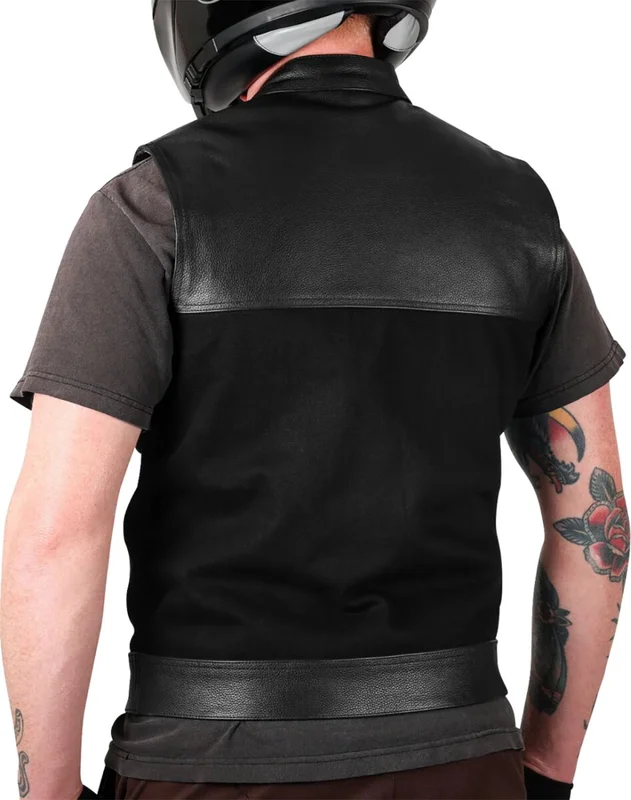 Thrashin Supply Co. VEST KANAN LEATHER DENIM SMALL