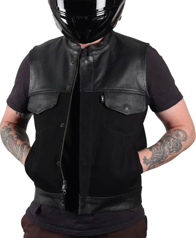 Thrashin Supply Co. VEST KANAN LEATHER DENIM SMALL