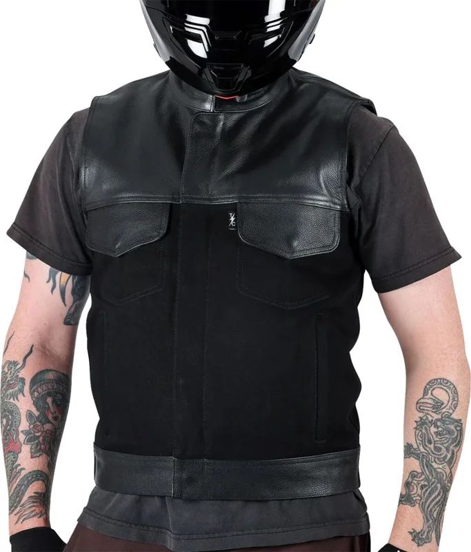 Thrashin Supply Co. VEST KANAN LEATHER DENIM MEDIU