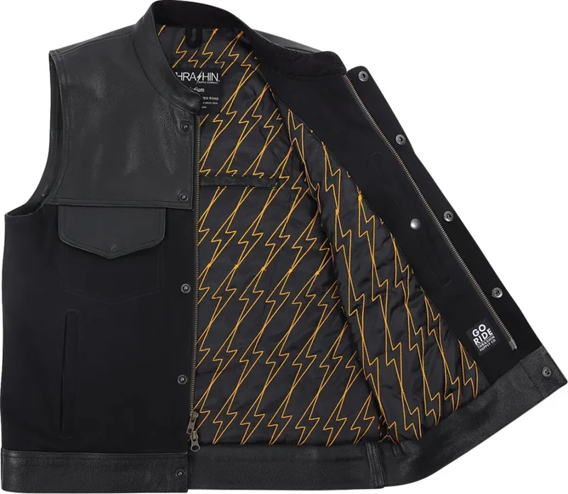 Thrashin Supply Co. VEST KANAN LEATHER DENIM XL