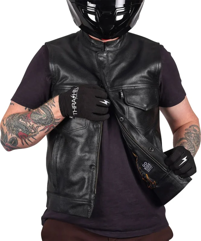 Thrashin Supply Co. VEST MULHOLLAND LEATHER LARGE