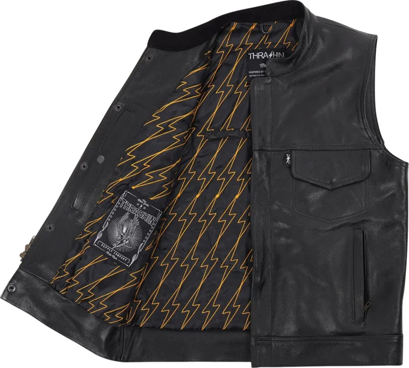 Thrashin Supply Co. VEST MULHOLLAND LEATHER LARGE