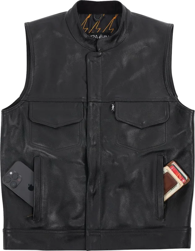 Thrashin Supply Co. VEST MULHOLLAND LEATHER LARGE
