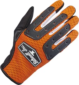 Biltwell Anza Gloves<br><ul><li>Synthetic suede palm features two-way stretch for a snug, comfortable fit</li><li>Three-ply, one-piece vented polyester back and thumb construction for maximum airflow</li><li>Flexible thermoplastic rubber knuckle guards and shield logo</li><li>Lycra® expansion panels in finger joints for dexterity</li><li>Rugged Single- and double-needle polyester stitching</li><li>Thermoplastic rubber knuckle guards on the back of the glove provide protection from rocky roost and airborne road debris</li><li>A double-stitched reinforcement panel on the thumb and index finger adds strength to the friction zone between your hands and the grips</li><li>Conductive stitching in fingers and thumb lets you operate smart screens</li></ul>