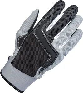 Biltwell Baja Gloves<br><ul><li>Design inspired by the 1980’s Golden Age of motocross</li><li>Goat leather palm and thumb reinforcement for added toughness in high friction areas with durable goatskin on fingertips</li><li>Synthetic suede palm and thumb construction for a snug, comfortable fit</li><li>Stretch polyester construction on ring and pinkie fingers for maximum flexibility</li><li>Three-ply woven mesh back panel for ventilation</li><li>Molded two-ply neoprene wrist wrap with adjustable Velcro closure</li><li>Lycra® expansion panels in finger joints for added dexterity</li><li>Rugged single- and double-needle polyester stitching throughout</li><li>Thermoplastic rubber lightning bolt knuckle protector</li><li>5mm thick hidden neoprene knuckle guard</li><li>Conductive stitching in fingers and thumb lets you operate smart screen</li></ul>