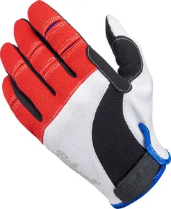 Biltwell Moto Gloves<br><ul><li>Two-way stretch polyester back panels for comfort</li><li>Single layer synthetic leather palm with reinforced thumb</li><li>Adjustable wrist wrap with velcro closure and thermoplastic rubber Biltwell shield</li><li>Lycra expansion panels in finger joints for enhanced dexterity</li><li>Accordion baffles on finger joints for added flexibility</li><li>Rugged single- and double-needle polyester stitching</li></ul>