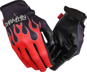 Thrashin Supply Co. GLOVE FLAME STEALTH LEATHER PA
