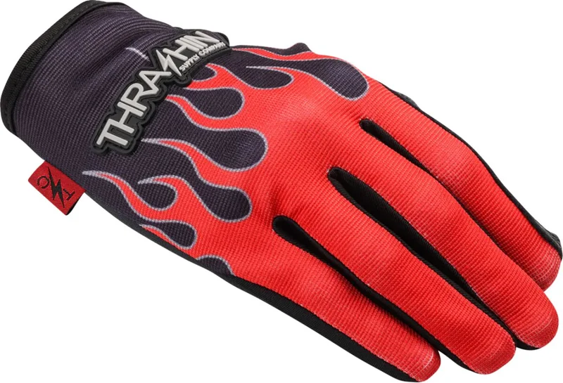 Thrashin Supply Co. GLOVE FLAME STEALTH LEATHER PA