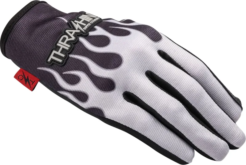 Thrashin Supply Co. GLOVE FLAME STEALTH LEATHER PA