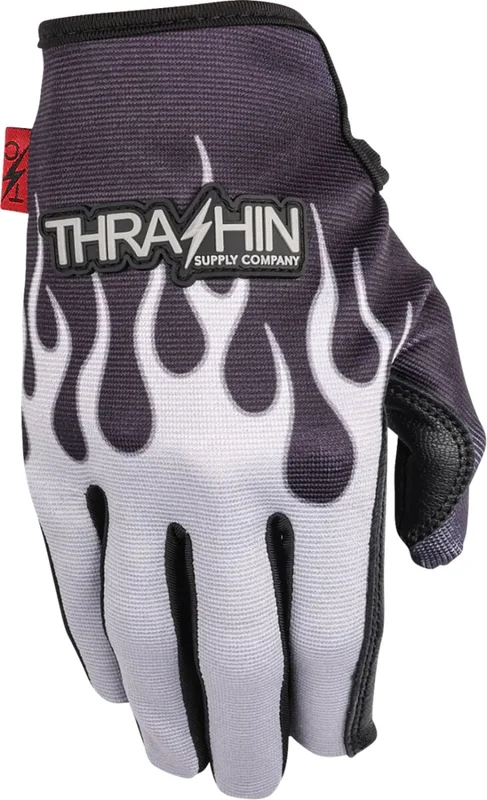 Thrashin Supply Co. GLOVE FLAME STEALTH LEATHER PA