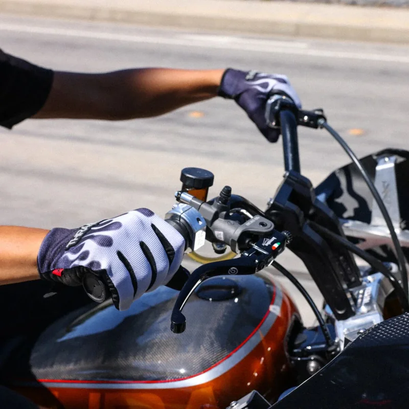 Thrashin Supply Co. GLOVE FLAME STEALTH LEATHER PA