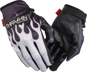 Thrashin Supply Co. GLOVE FLAME STEALTH LEATHER PA