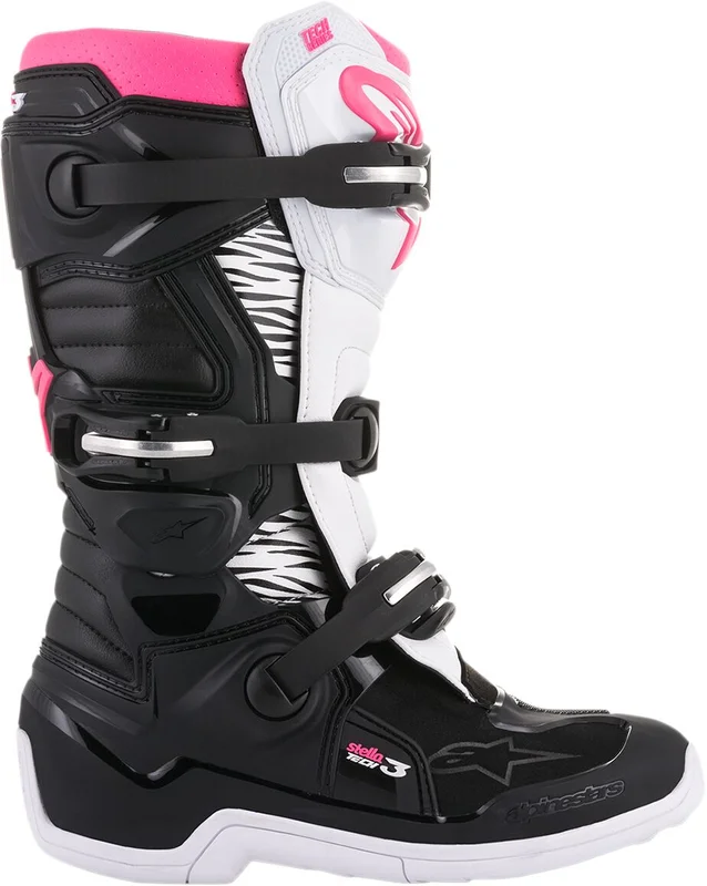 ALPINESTARS WOMENS STELLA TECH 3 OFFROAD BOOTS BLACK/WHITE/PINK 6