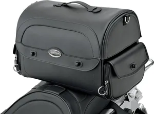 Saddlemen Cruis'n Express Tail Bag<br><ul><li>Sleek-styled tail bag made of rugged SaddleHyde and plastic reinforcing panels</li><li>Rigid construction keeps these bags looking good, full or empty</li><li>Designed for multiple mounting options adaptable to any bike; attaches to sissy bar, rack or atop passenger seat</li><li>Multiple anchor points, including four heavy-duty chromed D-rings and several strap slots provided for fast, easy mounting</li><li>Riveted top handle and removable shoulder strap for convenient transport off the bike</li><li>Hat-box style lid with long sides for protection against weather, grime and other elements</li><li>Easy-open lid provides convenient access</li><li>Two zippered and flap-covered side pockets provide extra storage</li><li>Hanging internal mesh pocket provides separate storage inside bag and helps organize contents</li><li>Measures 16" L x 10¼" W x 12½" H: 19" L with pockets</li><li>Saddlehyde™, PVC &amp; Nylon</li></ul><br>Adaptable to any bike; multiple mounting options attach bag to sissy bar, rack or atop passenger seat.