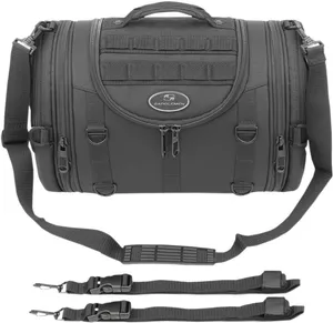 Saddlemen Roll Bag<br><ul><li>Dimensions: 16" wide x 10" deep x 10" tall (with an additional 3” expansion)</li><li>Cubic Inches: 1,300</li><li>UV-rated, weather-resistant 1200d chassis</li><li>Maintains shape even when empty</li><li>Wide zippered center opening assures ease of loading</li><li>End pockets expand out providing additional packing room when needed</li><li>Internal zippered mesh pockets keep items organized</li><li>Easy-mounted to sissy bar plus full mounting strap kit for a variety of mounting options</li><li>All strap end include our unique keepers system which eliminates the need for cutting after the bag is installed</li><li>Multiple heavy-duty D-Rings for additional mounting or attaching options</li><li>Integrated MOLLE modular attachment points for storage customization</li><li>Includes removable shoulder strap and carrying handle for transportation ease</li><li>EU dimensions 40,64 cm width x 25,4 cm depth x 25,4 cm height with an addition of 7,62 with expansion.</li><li>EU capacity 21,30 L</li><li>1200-Denier Polyester &amp; Nylon</li></ul>