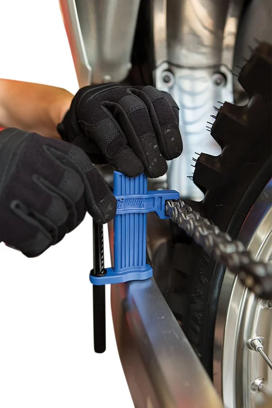 MOTION PRO CHAIN SLACK SETTER LIGHTWEIGHT ALUMINUM-NYLON BLUE-BLACK