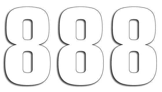 BLACKBIRD RACING TWO SERIES NUMBER #8 ADHESIVE 3 PACK WHITE