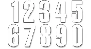 BLACKBIRD RACING THREE SERIES NUMBER #0-9 SET ADHESIVE WHITE