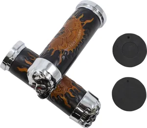 Drag Specialties CHR SKULL GRIP W/RED EYES