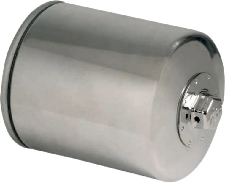 K&N Spin-on oil filter. With top nut. Chrome - 63796-77A