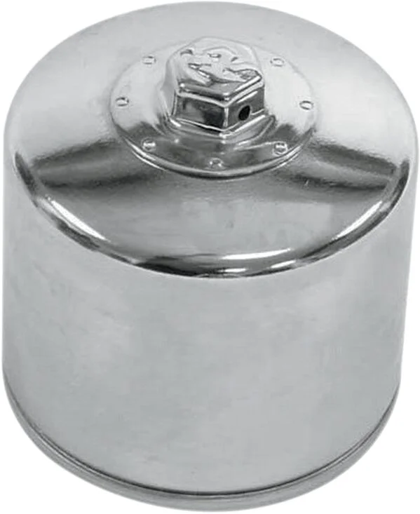 K&N Spin-on oil filter with top nut. Chrome - 63810-80