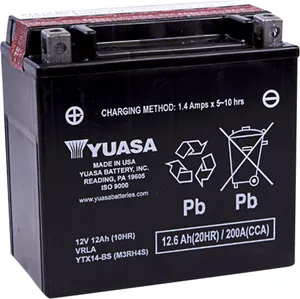 YUASA BATTERY YTX® 12V 150 MM X 86 MM X 145 MM LEAD ACID MAINTENANCE FREE REPLACEMENT BLACK