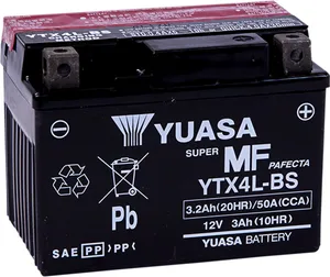 YUASA BATTERY YTX® 12V 114 MM X 71,12 MM X 83,82 MM LEAD ACID MAINTENANCE FREE REPLACEMENT BLACK