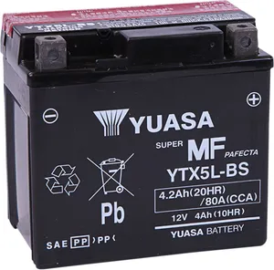 YUASA BATTERY YTX® 12V 114 MM X 71,12 MM X 104,14 MM LEAD ACID MAINTENANCE FREE REPLACEMENT BLACK