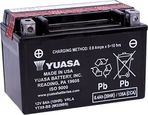 YUASA BATTERY YTX® 12V 150 MM X 86 MM X 104,14 MM LEAD ACID MAINTENANCE FREE REPLACEMENT BLACK